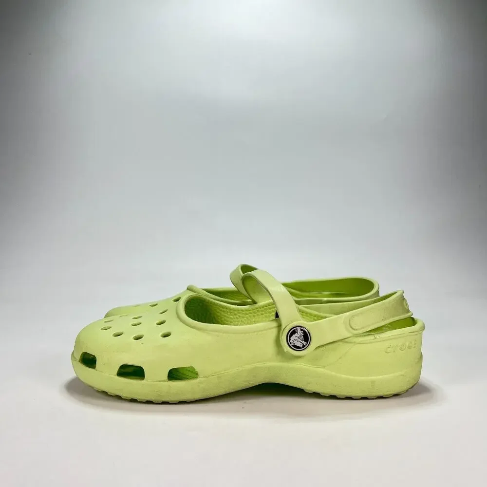 Crocs Mary Jane Clogs Green Lightweight Comfort Slip On Casual Shoes Womens Sz 8